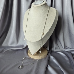 Colier lung din otel inoxidabil si perle de cultura  - Artynos.ro