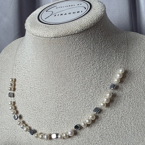 Set colier si brățară  pe fir transparent  - accesorii nuntă - bijuterii mireasă - colier mireasă - Artynos.ro