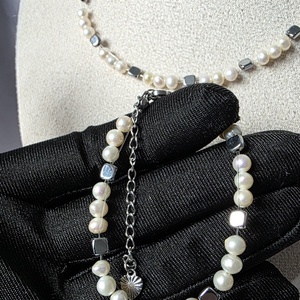 Set colier si brățară  pe fir transparent  - accesorii nuntă - bijuterii mireasă - colier mireasă - Artynos.ro