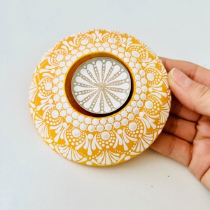 Suport lumanare portelan  Yellow Lace - casă & stil de viață - lumânări, parfumuri, arome - suport de lumânări - Artynos.ro
