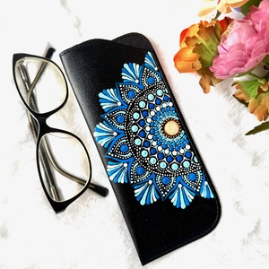 Etui ochelari -Blue Mandala, Geantă și husă, Portofele, huse, suporturi, Toc ochelari, Obiecte pictate, Pictură, ARTYNOS