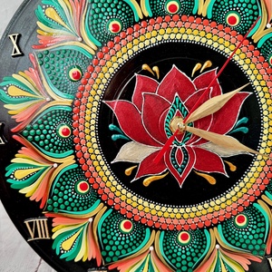 Ceas pictat Floare de Lotus - casă & stil de viață - accesorii pentru decorat casa - decorațiuni de pereți, decorațiuni suspendate - ceasuri de perete - Artynos.ro