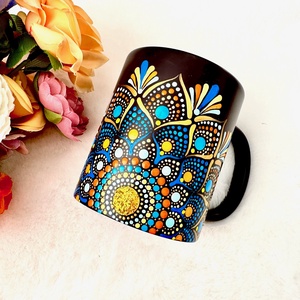 Cana pictata Deep Blue, Casa & Stil de viata, Accesorii pentru echipamente de bucatarie, Accesorii de servire, Cani, Obiecte pictate, Pictura, ARTYNOS