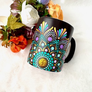 Cana pictata Deep purple, Casa & Stil de viata, Accesorii pentru echipamente de bucatarie, Accesorii de servire, Cani, Ceramica, Obiecte pictate, ARTYNOS
