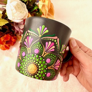 Cana pictata Pink  Green - casă & stil de viață - accesorii pentru echipamente de bucătărie - accesorii de servire - căni - Artynos.ro