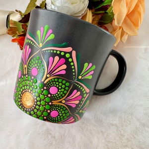 Cana pictata Pink  Green - casă & stil de viață - accesorii pentru echipamente de bucătărie - accesorii de servire - căni - Artynos.ro