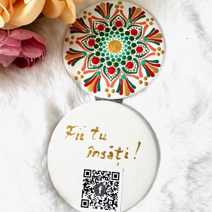 Oglinda poseta pictata manual  - baie și frumusețe - accesorii pentru îngrijirea feței - accesorii machiaj - Artynos.ro