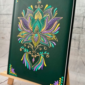 Agendă pictată manual în tehnica punctului Floare de Lotus - casă & stil de viață - papetărie de hârtie - caiete și jurnal - Artynos.ro