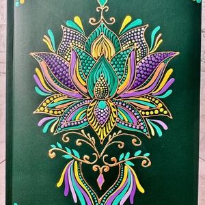 Agendă pictată manual în tehnica punctului Floare de Lotus - casă & stil de viață - papetărie de hârtie - caiete și jurnal - Artynos.ro