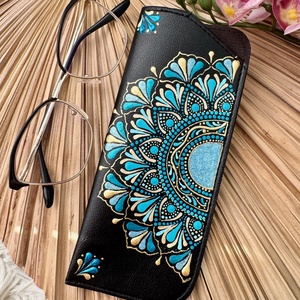 Etui ochelari pictat manual - Blue summer, Geanta si husa, Portofele, huse, suporturi, Toc ochelari, Obiecte pictate, Pictura, ARTYNOS