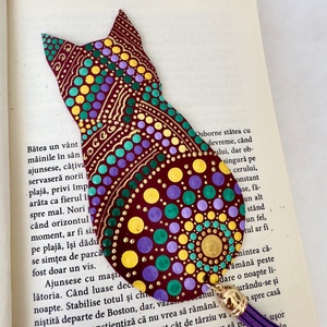 Semn de carte din piele pretty Cat - cărți și creații cu tematică muzicală, cadouri - semn de carte - Artynos.ro