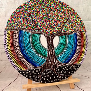 Tablou cu pictura originala - Copacul vietii - accesorii nuntă - materiale decor pentru nuntă - tablouri și indicatoare nuntă - Artynos.ro