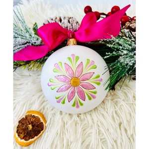 Glob pictat manual  Pure Pink - crăciun - decorațiuni de crăciun de casă - globuri de crăciun - Artynos.ro