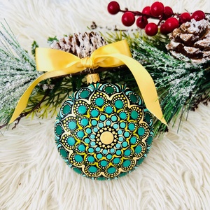 Glob pictat manual - Green Forest, Craciun, Decoratiuni de Craciun de casa, Globuri de Craciun, Obiecte pictate, Pictura, ARTYNOS