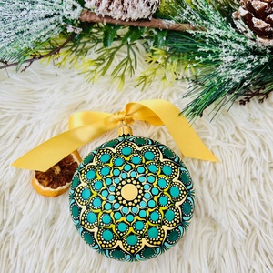 Glob pictat manual - Green Forest - crăciun - decorațiuni de crăciun de casă - globuri de crăciun - Artynos.ro