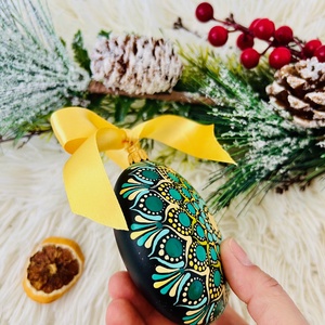 Glob pictat manual - Green Forest - crăciun - decorațiuni de crăciun de casă - globuri de crăciun - Artynos.ro