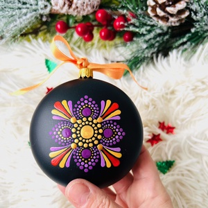 Glob pictat manual - Mandala  - crăciun - decorațiuni de crăciun de casă - globuri de crăciun - Artynos.ro