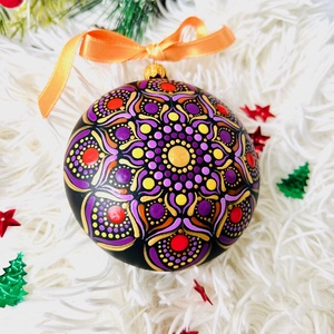 Glob pictat manual - Mandala  - crăciun - decorațiuni de crăciun de casă - globuri de crăciun - Artynos.ro