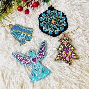 Set decoratiuni Craciun pictate manual -5 - crăciun - decorațiuni de crăciun de casă - figurine pentru pomul de crăciun - Artynos.ro