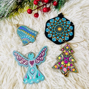 Set decoratiuni Craciun pictate manual -5 - crăciun - decorațiuni de crăciun de casă - figurine pentru pomul de crăciun - Artynos.ro