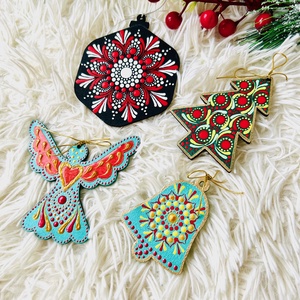 Set decoratiuni lemn Craciun pictate manual -  4 - Artynos.ro