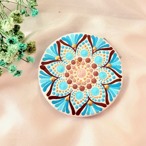 Oglinda poseta pictata manual - Blue Winter - baie și frumusețe - accesorii pentru îngrijirea feței - accesorii machiaj - Artynos.ro