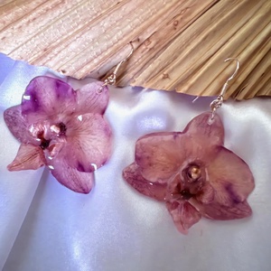 Cercei din argint 925 cu orhidee naturale în rășină - bijuterii - cercei - cercei din rășină - Artynos.ro