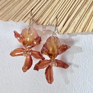 Cercei orhidee Cambria cu montura argint 925. - bijuterii - cercei - cercei din rășină - Artynos.ro