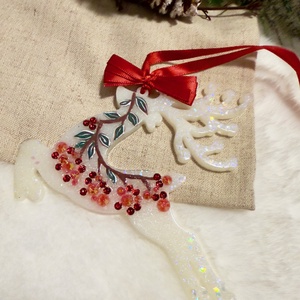Ren rasina cu Detalii rosii Ornament Handmade, Craciun, Decoratiuni de Craciun de casa, Globuri de Craciun, Altele, ARTYNOS