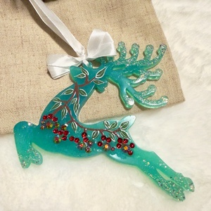 Ren turcoaz cu strasuri Rasina Epoxidica cu Sclipici, Craciun, Decoratiuni de Craciun de casa, Globuri de Craciun, Altele, ARTYNOS