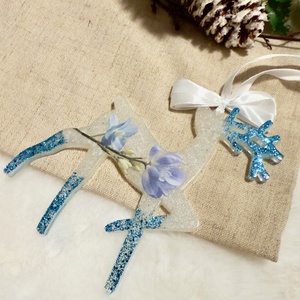 Ren în Stil Nordic Rășină Epoxidică cu Sclipici si Flori - crăciun - decorațiuni de crăciun de casă - globuri de crăciun - Artynos.ro