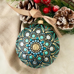 Glob Pictat Manual-Mandala Magic, Craciun, Decoratiuni de Craciun de casa, Globuri de Craciun, Obiecte pictate, Pictura, ARTYNOS