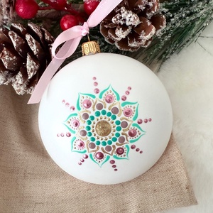Glob Mandala Premium-  Pink warm winter - crăciun - decorațiuni de crăciun de casă - globuri de crăciun - Artynos.ro