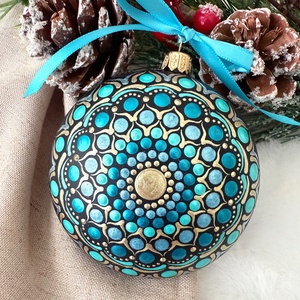 Simfonie de Culori Glob Mandala Handmade, Craciun, Decoratiuni de Craciun de casa, Globuri de Craciun, Obiecte pictate, Pictura, ARTYNOS