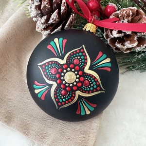 Glob pictat Rosu si verde   - crăciun - decorațiuni de crăciun de casă - globuri de crăciun - Artynos.ro