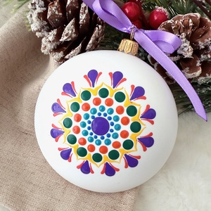 Glob pictat manual - Curcubeu - crăciun - decorațiuni de crăciun de casă - globuri de crăciun - Artynos.ro