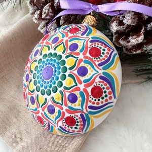 Glob pictat manual - Curcubeu - crăciun - decorațiuni de crăciun de casă - globuri de crăciun - Artynos.ro
