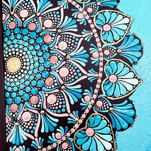 Agendă pictată manual � Mandală albastru azur - casă & stil de viață - produse de papetărie - caiete și jurnale - Artynos.ro