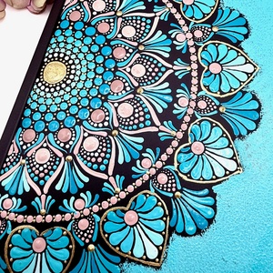 Agendă pictată manual � Mandală albastru azur - casă & stil de viață - produse de papetărie - caiete și jurnale - Artynos.ro