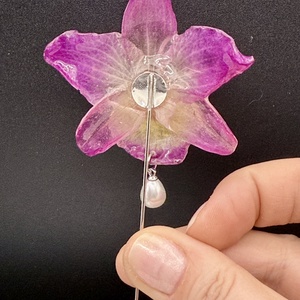 Broșă Botanică cu Orhidee Roz Naturală � Bijuterie Handmade - bijuterii - broșe - Artynos.ro