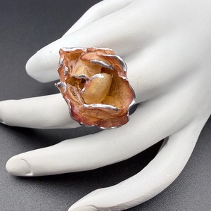 Inel cu trandafir rose - natural în rășină � bijuterie romantică handmade - bijuterii - inele - inele statement - Artynos.ro