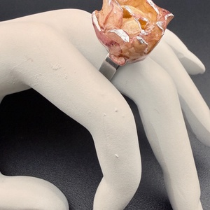 Inel cu trandafir rose - natural in rasina � bijuterie romantica handmade, Bijuterii, Inele, Inele statement, Confectionarea bijuteriilor, ARTYNOS