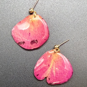 Cercei handmade cu petale de trandafir roz presate � bijuterii naturale - bijuterii - cercei - cercei din rășină - Artynos.ro