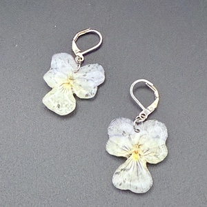 Cercei cu panseluțe naturale în rășină � bijuterii handmade florale - bijuterii - cercei - cercei hoops - Artynos.ro