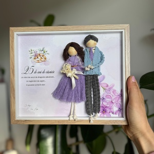 ORNAMENT TABLOU CU PAPUSI MACRAME_CADOU FAMILIE_2 persoane - Artynos.ro