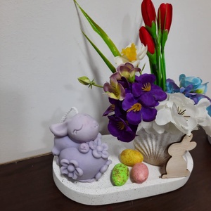 Set tava, minivaza si lumanare iepure - casă & stil de viață - accesorii pentru decorat casa - decorațiuni de masă și decorațiuni pentru rafturi  - decorațiuni de masă - Artynos.ro