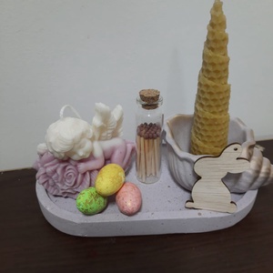 Set tava, scoica  si lumanare ingeras - casă & stil de viață - accesorii pentru decorat casa - decorațiuni de masă și decorațiuni pentru rafturi  - decorațiuni de masă - Artynos.ro