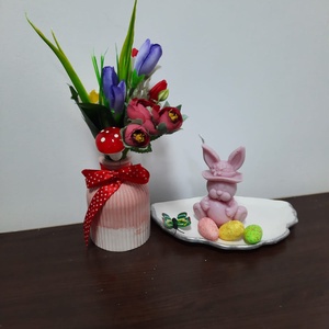 Set vaza sticla si iepuras lumanare - casă & stil de viață - accesorii pentru decorat casa - decorațiuni de masă și decorațiuni pentru rafturi  - decorațiuni de masă - Artynos.ro