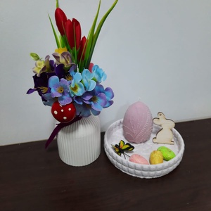Set tavita rotunda si sticla cu flori - casă & stil de viață - accesorii pentru decorat casa - decorațiuni de masă și decorațiuni pentru rafturi  - decorațiuni de masă - Artynos.ro