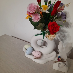 Vaza rotunda cu tava si decoratiune iepuras - casă & stil de viață - accesorii pentru decorat casa - decorațiuni de masă și decorațiuni pentru rafturi  - decorațiuni de masă - Artynos.ro